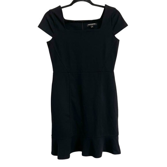 Banana Republic Dress Square Neck Black Cap Sleeve Ruffle Hem 4 Small - Picture 1 of 5